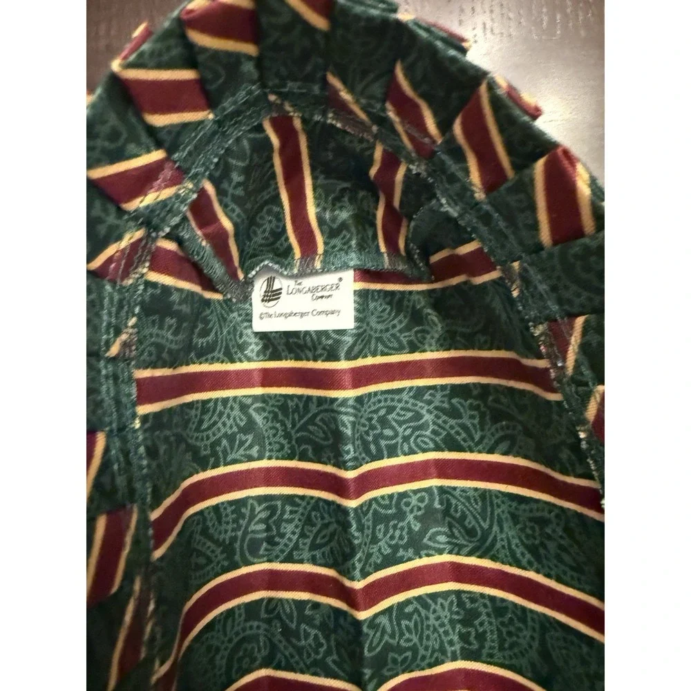 Longaberger Basket Liners Set of 4 –Holly Berry Stripe Christmas Holiday Retired